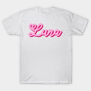 Luna name pink heart T-Shirt